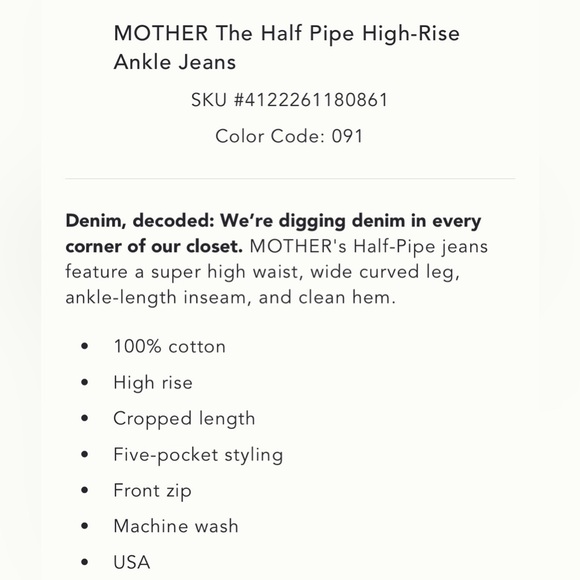 MOTHER The Half-Pipe Ankle Size 29 NWT - Picture 5 of 14